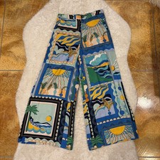 Maeve Anthropologie Sunshine Wide Leg Pants Size 8 Pattern Colorful Chic Summer