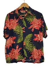 Sun Surf Hawaiian Aloha Shirt TORCH GINGER Rayon Japan Men Size:S Rank:B