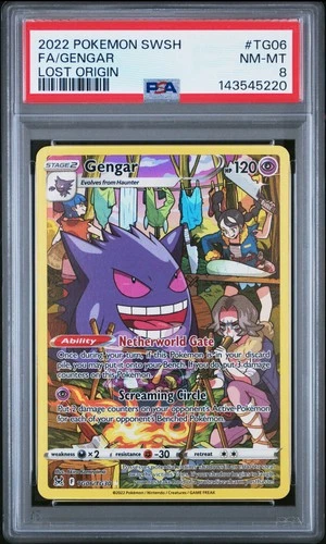 2022 POKEMON SWORD & SHIELD LOST ORIGIN #TG06 FULL ART/GENGAR PSA 8