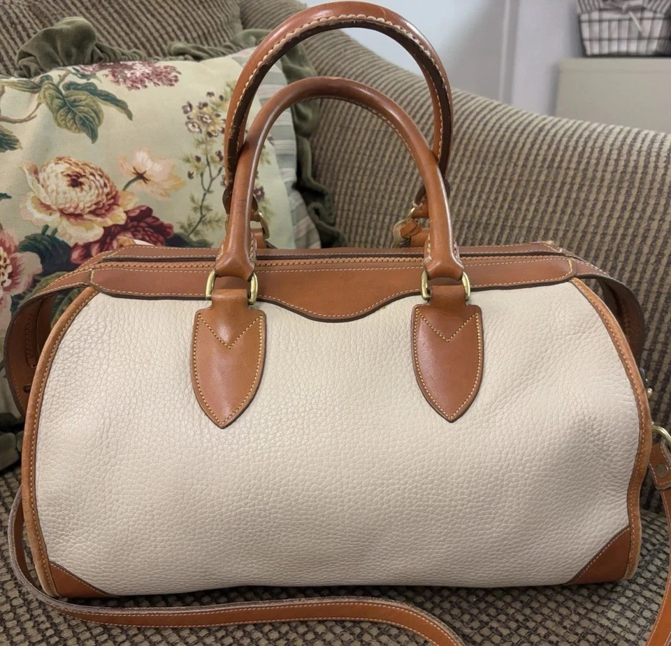 Dooney Bourke Bone Brown Vintage Gladstone R91 Satchel Bag All Weather Leather - Image 2 of 4