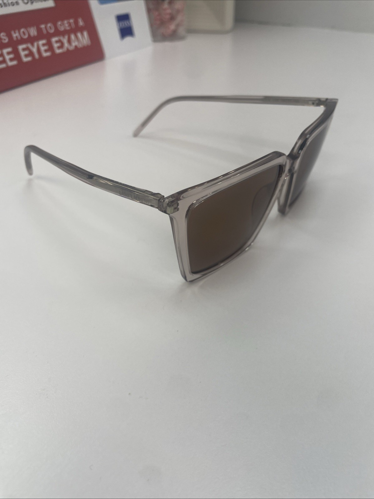 Occhiali da sole donna Saint Laurent nudi marroni quadrati SL474 003 NUOVI