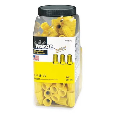 Ideal 30-074J Twist-On Wire Connector, 12 Awg Max, Yellow, Thermoplastic
