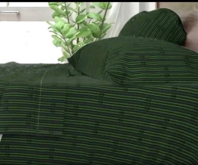 NWT HAUNTED MANSION Green Stripe Bedding -Queen Custom Made Via Spoonflower