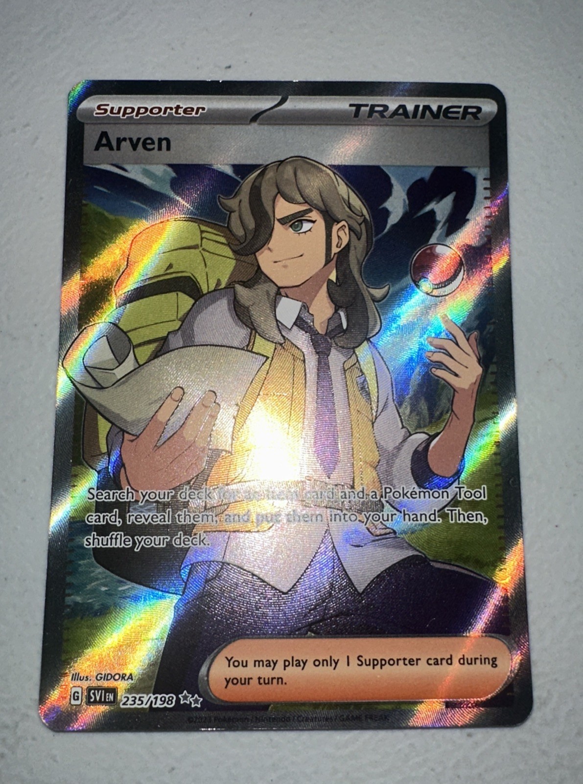Pokemon SV01: Scarlet & Violet Base Set Arven #235/198 Holo Full Art Card TCG Nm
