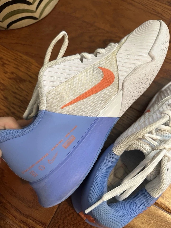 Nike Vapor Pro Mujer Blanco Azul Naranja Rayas Zapatos Atléticos Tenis Talla 9.5 Foto 4 de 4
