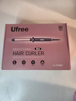 Ufree Professional 5-in-1 Hair Curling Iron Pink Interchangeable Heats Up Quick 