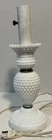 Vintage Hobnail Milk Glass  Bedroom Bedside Lamp 15” Brass Trim Grannycore
