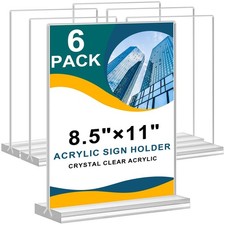 Acrylic Sign Holder 8.5 x 11, Double Sided Clear Acrylic Display Table Signs ...
