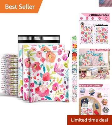 Floral Poly Mailers 10x13 - 100 Pack Self-Seal Shipping Bags for Small Business