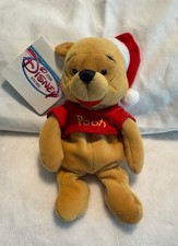 Disney Store Exclusive Mini Bean Bag Santa Winnie the Pooh 8"