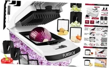  Vegetable Chopper and Spiralizer - Food Chopper with Container, 4 in 1 White