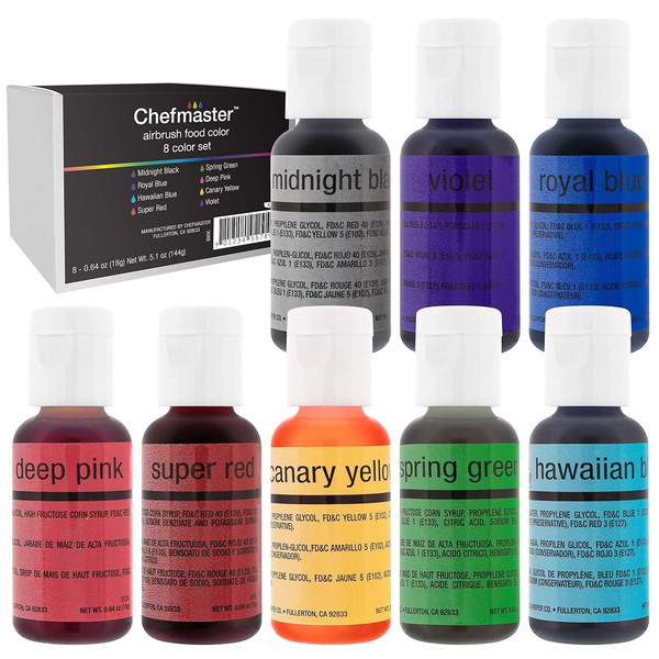 colorantes alimentarios aerografo 8 colores vibrantes pastelería reposteria pack