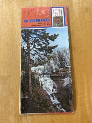 Vintage 1971 Wyoming Official State Highway Road Map Travel Folded Brochure USA