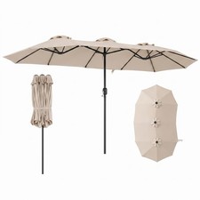 375cm Large Patio Umbrella Double-Sided Market Umbrella with Crank Handle