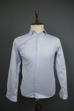 Eton Blue Cotton Slim Fit Long Sleeve Formal Button-Up Dress Shirt Size 38 / 15