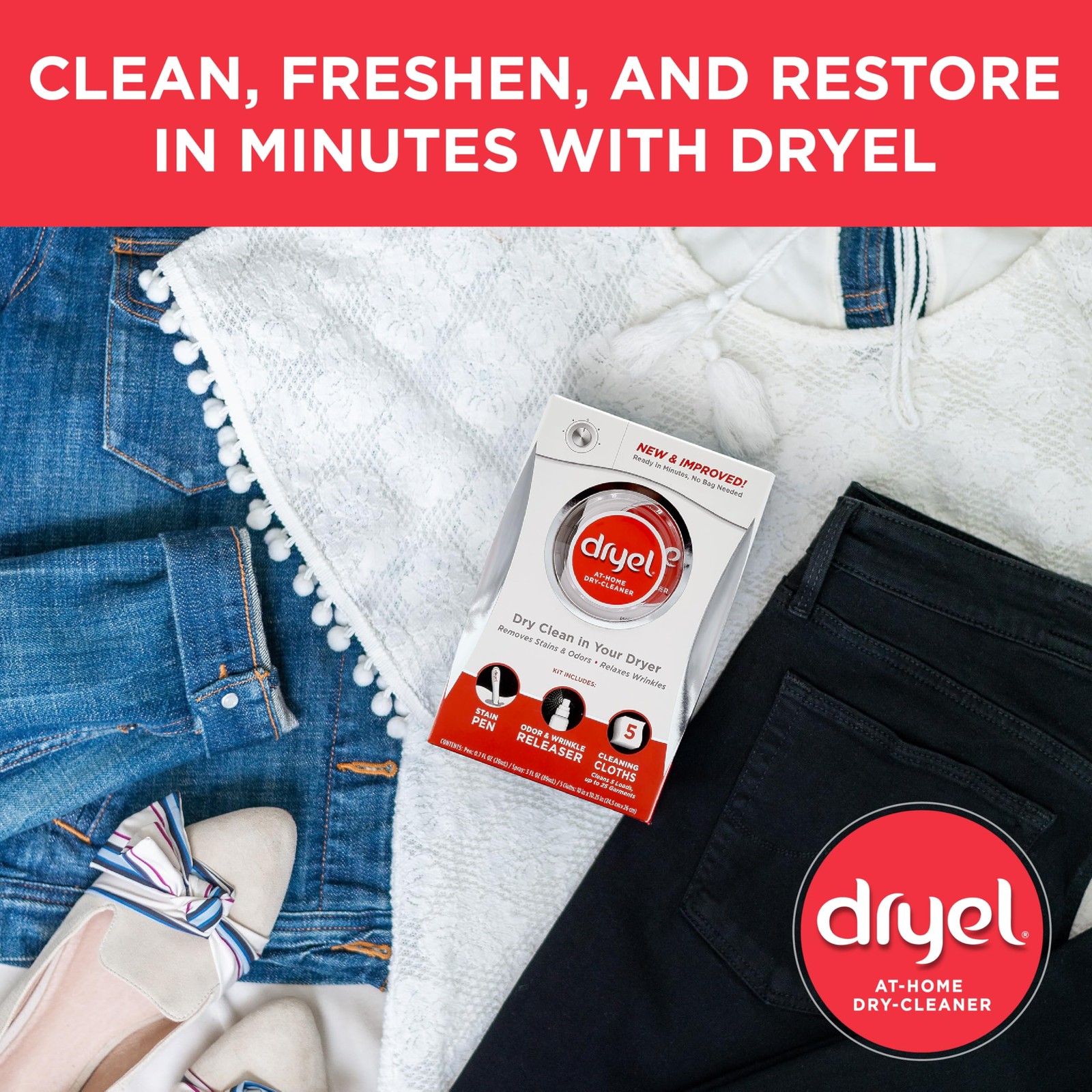 dryel At-Home Dry Cleaner Refill, New and Improved, Gentle Laundry Care for S...