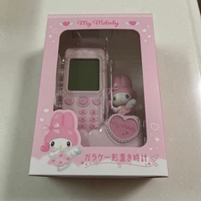 Sanrio My Melody Flip Phone Table Clock Unused Retro Black & Pink New AAB