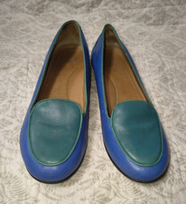 Vintage Dansko Nastacia leather slip-on loafer flats blue/green colorblock EU 39