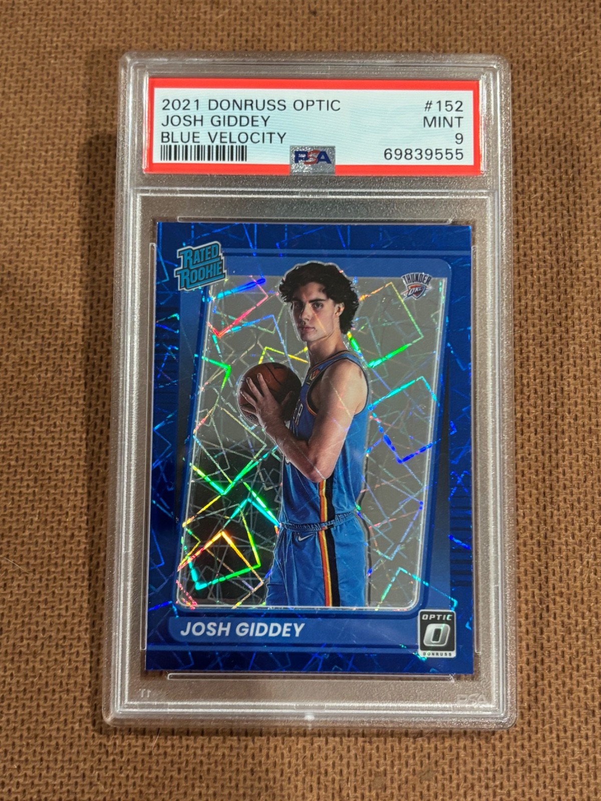 2021-22 Donruss Optic Josh Giddey Blue Velocity Prizm Rated Rookie RC #152 PSA 9