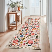 Teppich LäUfer Kurzflor Blumenmuster UltradüNn 80X150 Beige Rosa