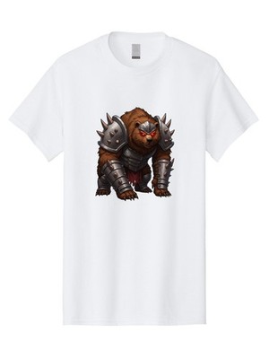 Warrior-Bear-1 Mens Graphic Tee, 100% Cotton, Casual Summer Wear
