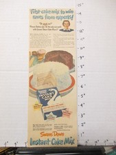 newspaper ad 1949 SWAN'S Down instant cake mix box Frances Barton