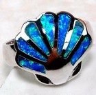 Sea Shell Australian Opal Inlay 925 Solid Sterling Silver Ring Sz 7 GA3-7 — photo 1