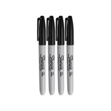 Sharpie Permanent Markers, Fine Point, Black Ink 1 Count Pack of 4 ,