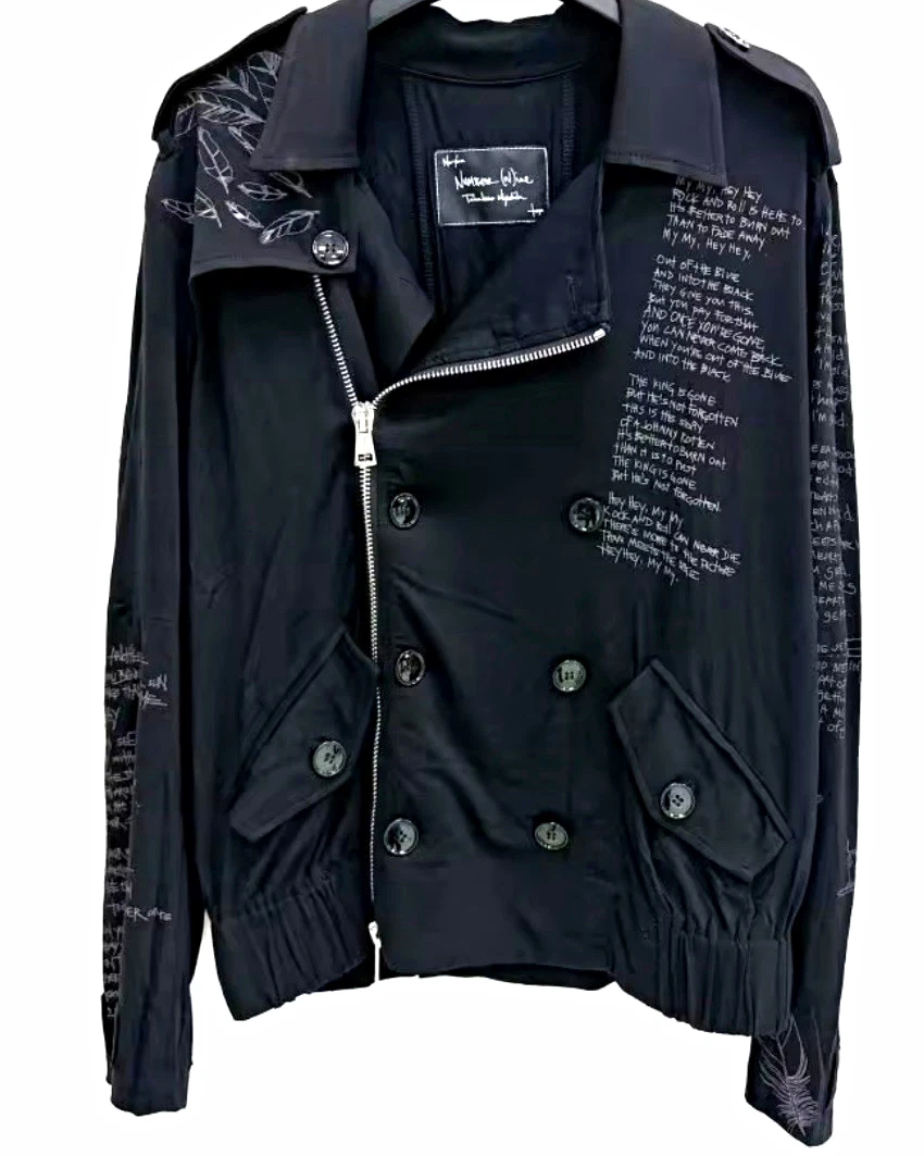 Number (N)ine Takahiro Miyashita Black Biker Jacket L Zip/Button Pockets - product detail image 1