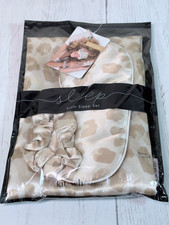 Kitsch Satin Sleep Set Pillowcase Mask Scrunchie Tan Leopard NEW Gift