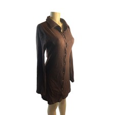NWT Women XL Lulu's Lulus Cuddly Sweetness Brown Button-Front Sweater Mini Dress