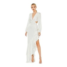 Mac Duggal White Long Sleeve Gown Size 8