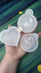 Lot 1002 Three Handmade Silicone Molds B grade Baseball, Yin Yang, Heart Mold
