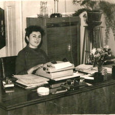 Vintage 1950s Photo Secretary Woman Office Typewriter Rotary Phone Workspace