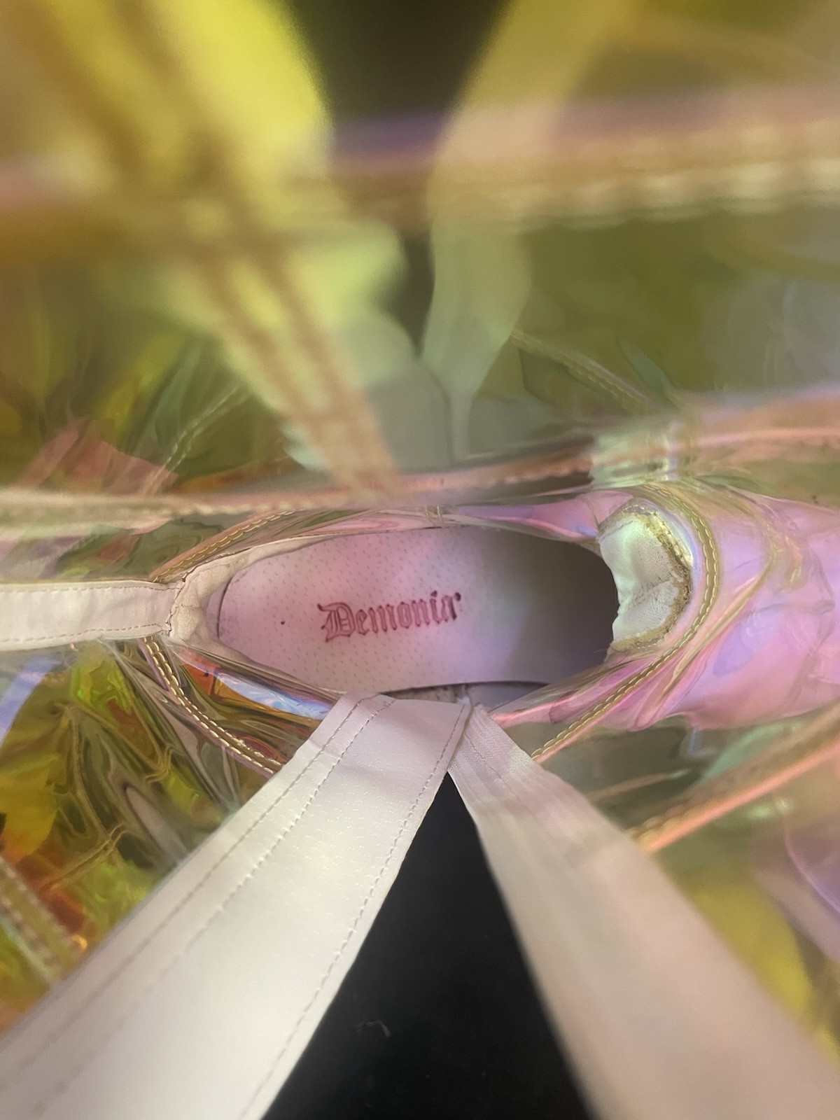 Demonia White Holographic Platform Boots Womens 7… - image 12