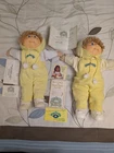 2 Vtg 1984 Coleco  16" Cabbage Patch Twin Dolls With Papers Clothing Etc