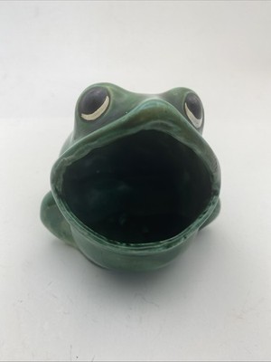 Vintage Ceramic Green Frog Sponge Soap Holder Kitchen Frog 3.5 x3.5 