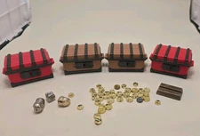 Playmobil Miniature Chest & Coins Lot Of 4 Chest And Gold Coins Gold Bar Nuggets