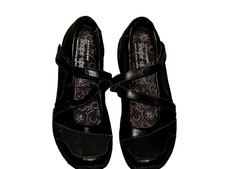 Scarpe da donna Skechers Shape Ups nere in pelle con gancio e passante Mary Jane tonificanti taglia 9 M