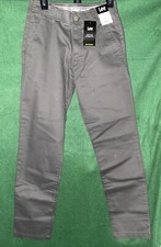 Lee Flat Front Chino with Motion Flex Waistband Pants Men's 30X32 Grey Slim Fit