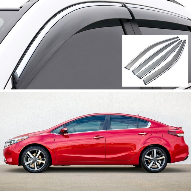 4 Window Vent Visor Deflector Shade Sun/Rain Guard for Kia Forte Sedan