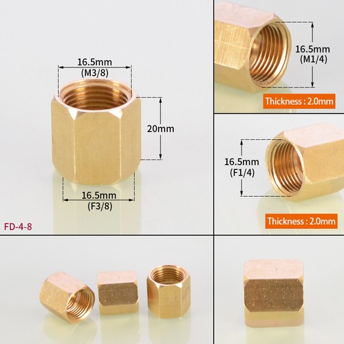 Double Female Brass Pipe Connector Equal / Reducing 1/8" 1/4" 3/8" 1/2" 3/4" 1" - Picture 9 of 23