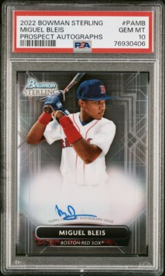 PSA 10 2022 Bowman Sterling Miguel Bleis Prospect Auto Boston Red 