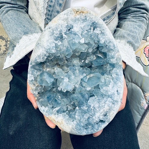 13.2LB Natural Beautiful Blue Celestite Crystal Geode Cave Mineral Specim6000g