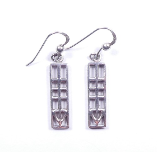 Earrings Charles Rennie Mackintosh Design 925 Sterling Silver Drop Dangle