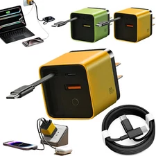 3 in 1 GaN Charger,Scalable 80W Max Fast Charging with Type-C Cable &2 USB Ports