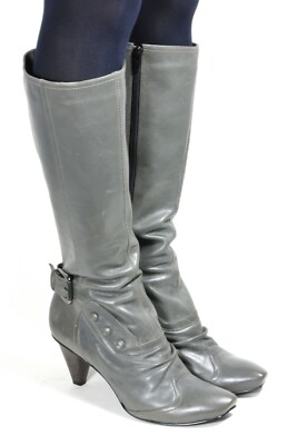 39 Stiefel Damenstiefel Damen Leder Zipper Schnalle Grau Bronx 40
