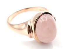 GJ69 * MORGANIT OVAL CAB 13x10mm  EDELSTEIN RING (21)   925er SILBER/ROSE