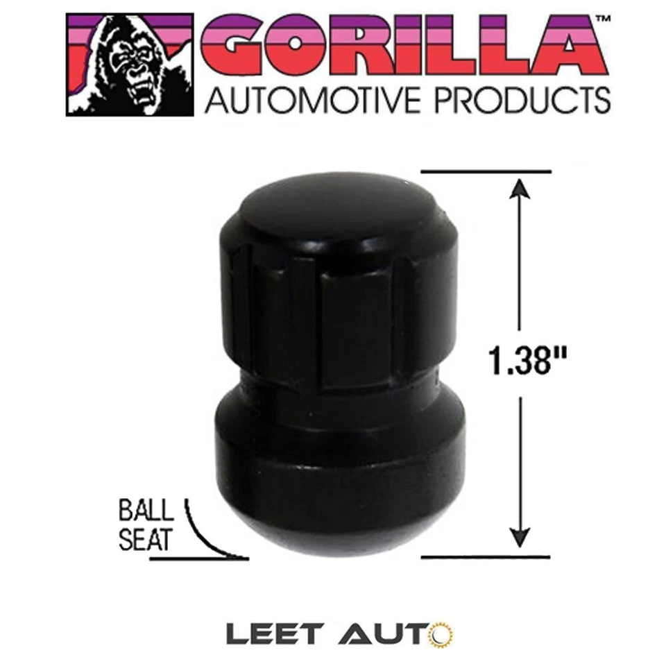 Cerraduras de rueda Gorilla, radio/asiento de bola Honda Acura, negro, 14 mm x 1,50, 38641NBC Foto 3 de 4