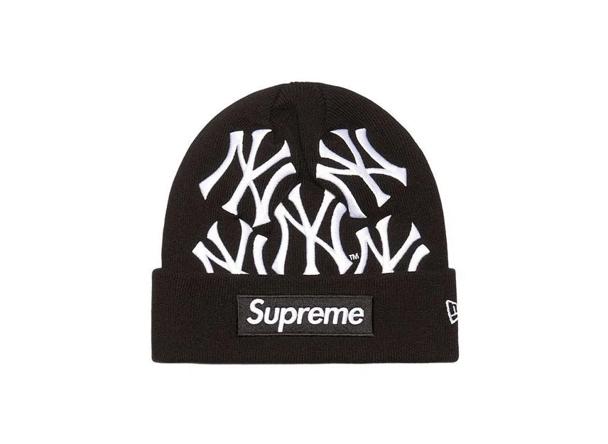 Bonnet noir Supreme New York Yankees New Era boîte logo